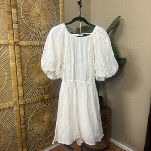 Banana Republic Off White Fit and Flare Puff Sleeve Mini Dress Size Medium